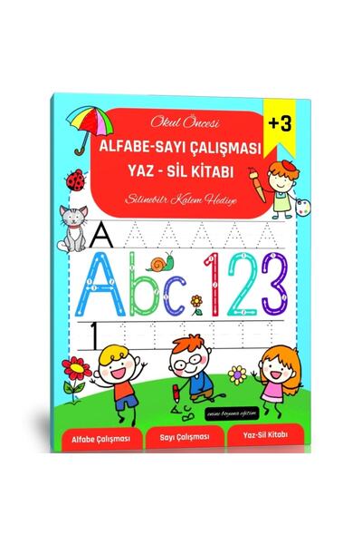 Enine Boyuna Eğitim كتاب تدريب على أرقام الحروف الأبجدية لمرحلة ما قبل المدرس...