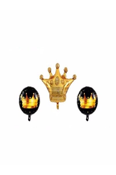 DÜVENCİ TİCARET Gold Crown Set of 3 Foil Balloons