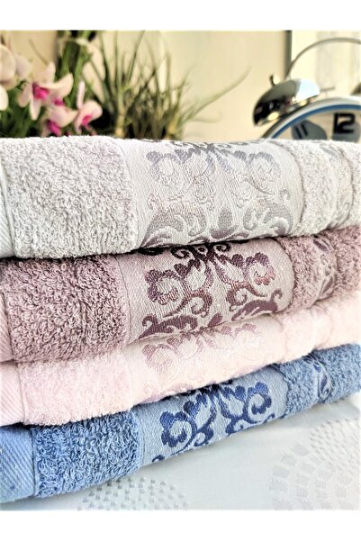 Z&N STYLE Annem Bukle Jakarlı 50x90 см. Набір з 4 розкішних рушників для рук і обличчя (в спеціальній сумці)