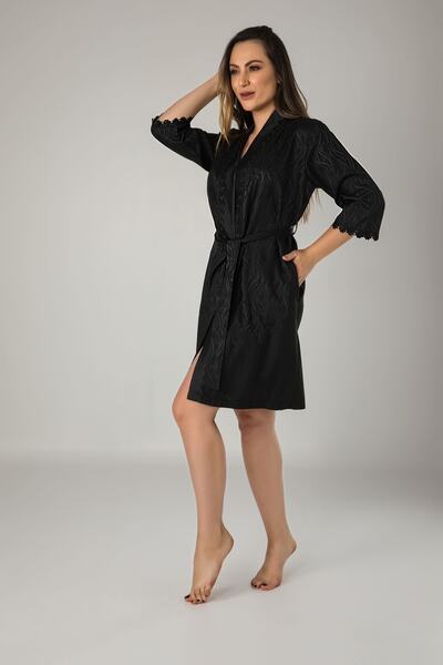 Nuşa Ажурний жакардовий сатиновий бамбуковий бавовняний халат