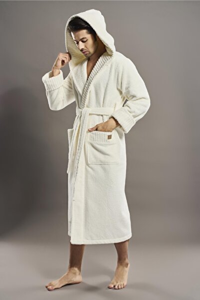 Nuşa Ανδρικό μπουρνούζι από 100% οργανικό βαμβάκι με ραβδώσεις