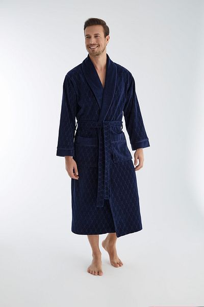 Nuşa Ανδρική ρόμπα με διαμάντι Jacquard Niki Velvet Bamboo Cotton