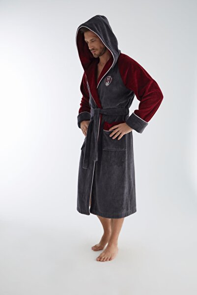 Nuşa Ανδρικό μπουρνούζι Speedway Embroidery Triga Curl Bamboo Cotton