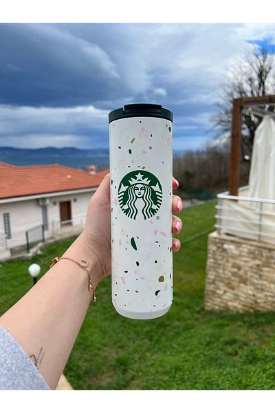 Starbucks White Color Patterned Stainless Steel 473ml