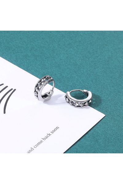 Viking Ring Crystal Design Snap-on 316l Steel Men's Earrings