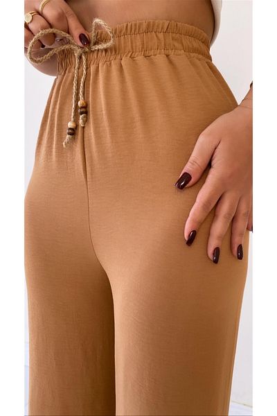 SEDA FİDAN Ayrobin Linen Camel Casual Pants