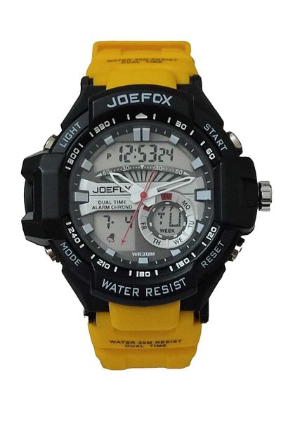 Joefox Men's Wristwatch Digital Analog Silicone Cord Yellow 1707