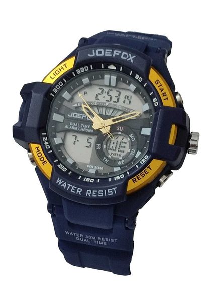 Joefox Men's Wristwatch Digital Analog Silicone Cord Navy Blue 1708