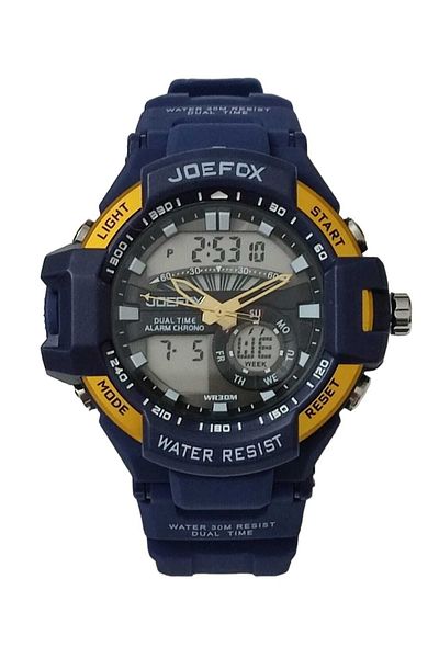 Joefox Men's Wristwatch Digital Analog Silicone Cord Navy Blue 1708