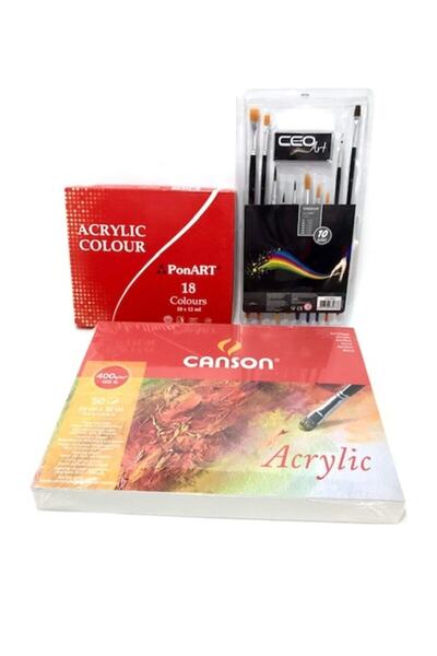 Canson -ponart Set - 400gr 24x32cm Acrylic 50yp Ponart 18'li Acrylic Colour C...