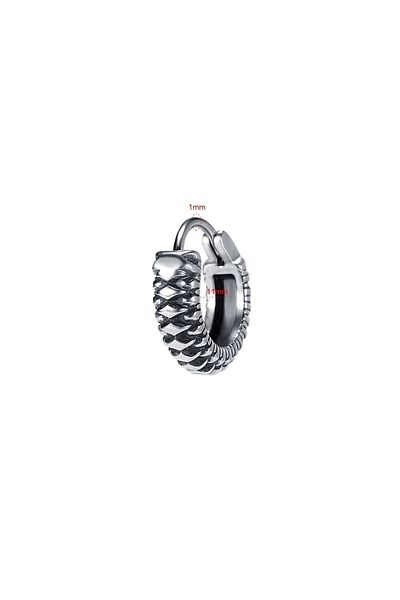 Viking Modern Striped Biker Snap Ring 316l Steel Men's Earring