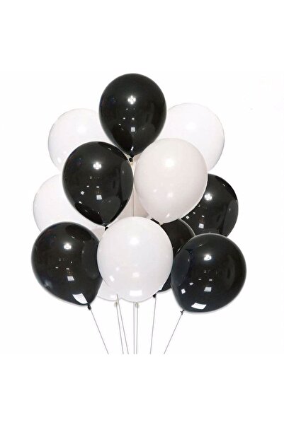 Mini Parti ميني بارتي ستور باقة بالونات باللونين الأبيض والأسود 20 قطعة