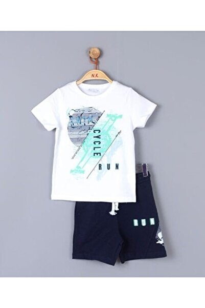 nk kids طقم تي شيرت للأولاد مكون من قطعتين مع أحذية علوية وسفلية