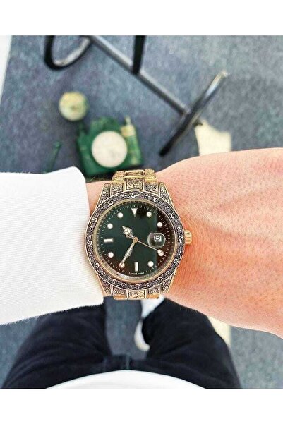 ÇENÇEN Rose Eskitme Desenli Çelik Kordon Erkek Kol Saati