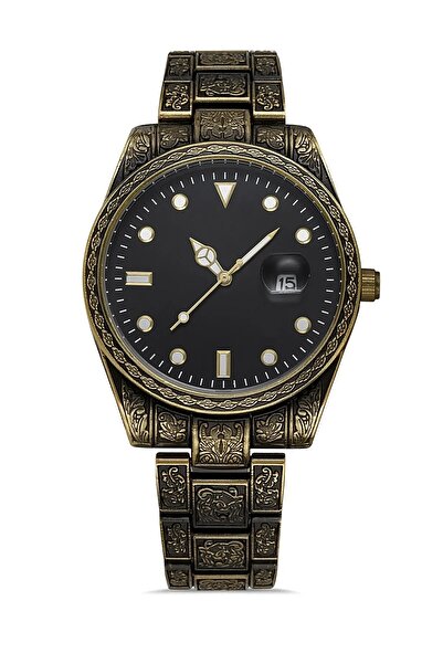 ÇENÇEN Rose Eskitme Desenli Çelik Kordon Erkek Kol Saati