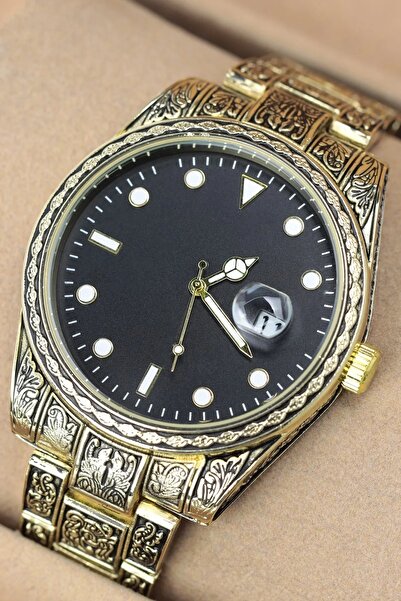 ÇENÇEN Rose Eskitme Desenli Çelik Kordon Erkek Kol Saati