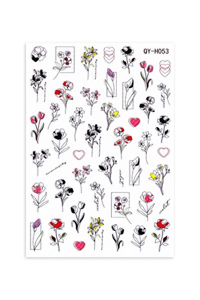 BP Tattoo Minimalist Çiçekler Kadın Tırnak Sticker