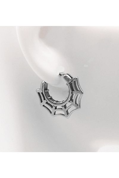 Viking Spider Web Gothic Model Octagon Design Biker Witchcraft 316l Steel Men's Earrings