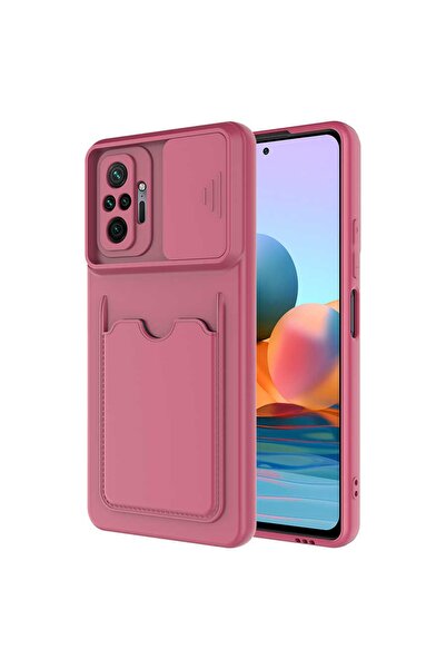 ZM STORE Xiaomi Redmi Note 10 Pro Kılıf Kartlık Bölmeli Sürgülü Kamera Korumalı Kapak
