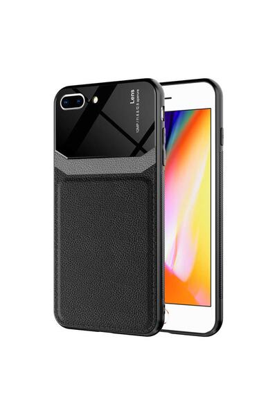 ZM STORE حافظة هاتف ابل ايفون 7 بلس ذات سطح لامع وغطاء بمظهر جلدي