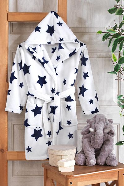 John Lewis Waffle Star Dressing Gown, Blue at John Lewis & Partners