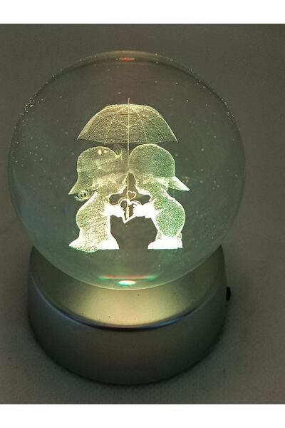 Ascellus 3d Sevgili Çift Işıklı Cam Küre