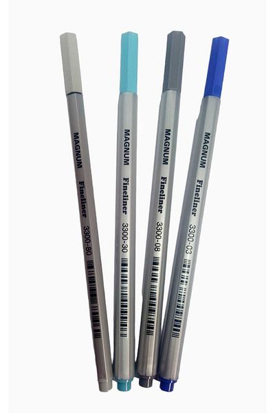 sevgi kırtasiye Fineliner 0.4mm Fine Tip Writing and Drawing Pen Set of 4 Cool Colors Fiber Tip