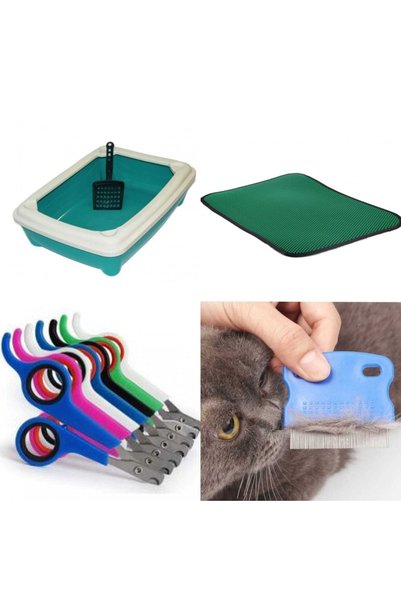 FRAME İST 4 Lü Kedi Tuvalet Ve Bakım Seti Kum Küreği Hediyeli