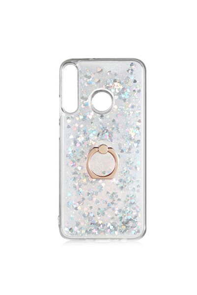 ZM STORE Huawei P40 Lite E Kılıf Renkli Simli Sıvılı Yüzük Standlı Kapak