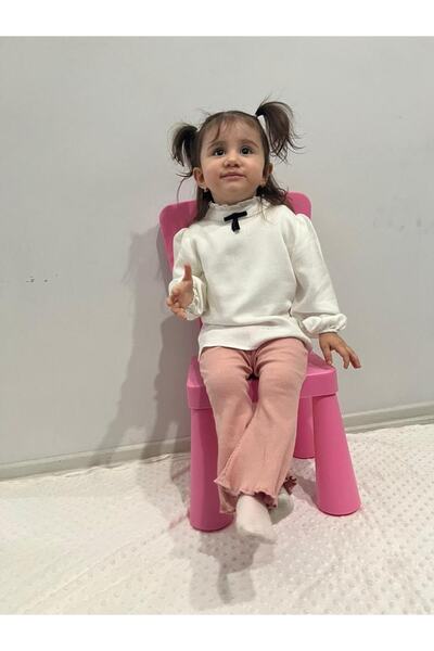 ARYA BABY Kız Bebek Triko Kaşkorse Kumaştan Geniş Fitilli Ispanyol Paça Tayt,...