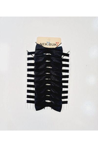 Miyakidsworld Black 10 Pieces Children's Satin Shiny School Performance 23 April 29 October 10 November Bow Tie Set