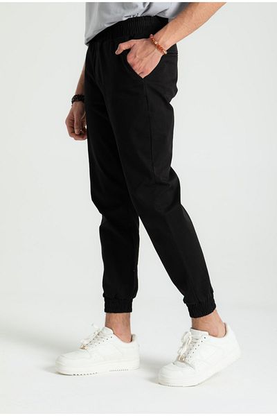 RUBYSTARS Black Elastic Back Pocket Additional Line Detail Jogger Pants