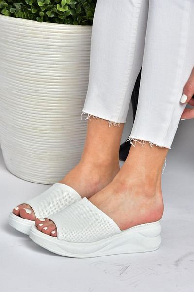 Fox Shoes P713330409 Papuci de zi cu zi pentru femei, alb, cu talpă groasă