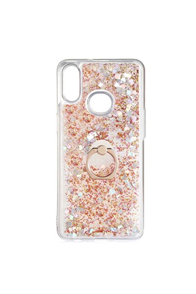 ZM STORE Samsung Galaxy A10s Kılıf Renkli Simli Sıvılı Yüzük Standlı Kapak