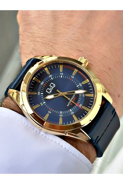 Q&Q Q891j333yy Leather Cord Men's Wristwatch