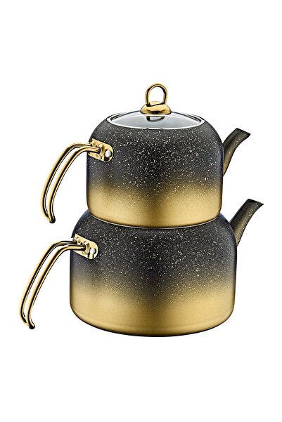 OMS PASLANMAZ 8250 Xl Andiamo 4 Parça Bio Granit Çerçeveli Cam Kapaklı Çaydan...