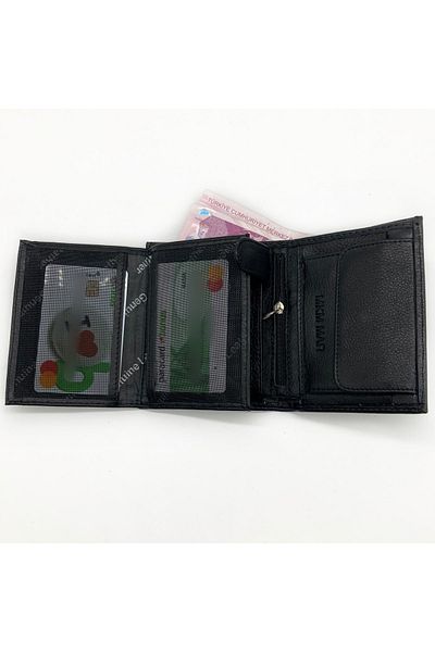 Şener collection Genuine Leather Men's Wallet - 11 Card Capacity - Double Money Compartments - Special Zipper Compartment