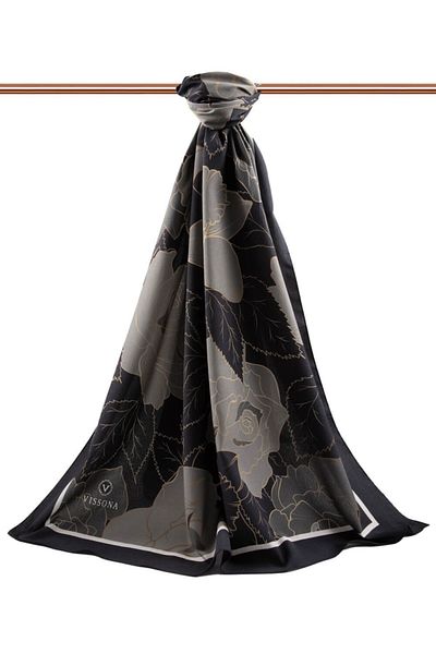 Vissona Γυναικείο σάλι Luxury Medina Silk Μαύρο