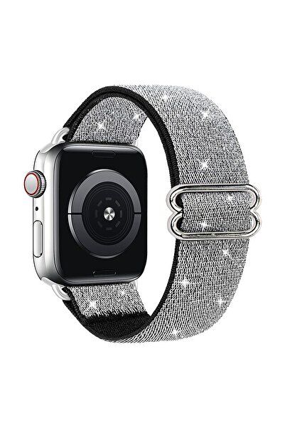 Microcase Apple Watch Se 2022 40 Mm Simli Esnek Hasır Örgü Kordon Kayış - Ky44-1