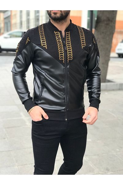 rvs moda Concept Jewelled Leather Jacket