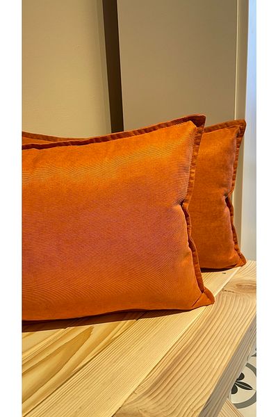 Decamor home Βελούδινη υφή Πλακάκι Χρώμα Κανέλα Επίπεδη Κάλυμμα Μαξιλαριού 1 Τεμάχιο