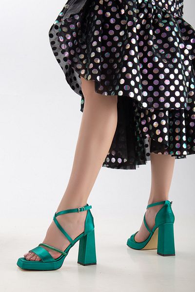 LİLLA Women's Angular Platform High Thick Heeled Evening Dress Shoes