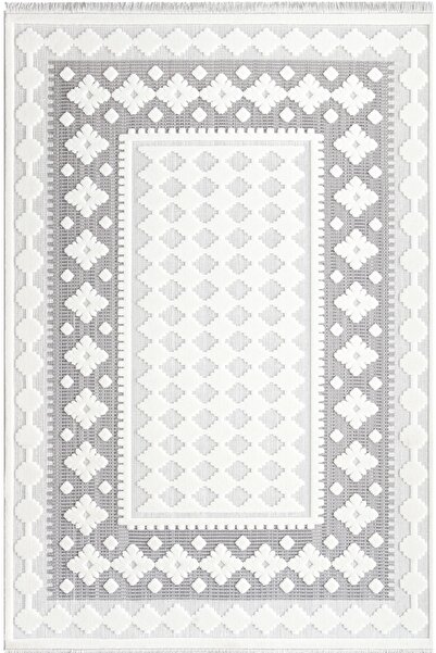 İpek Mekik Halı Almond 11413 Iskandinav Tarz Dokuma Modern Desenli Halı