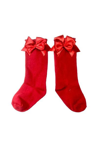 Cocole Knee Length Kids Baby Socks with Ribbon Bow