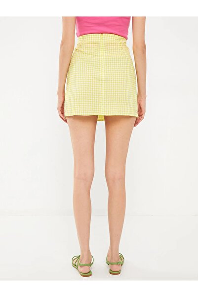 LC Waikiki Lcw alkalmi cipzáras derék kockás poplin női szoknya