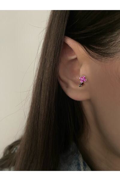 Okkostore Cerrahi Çelik Renkli Taşlı Papatya Halka Tragus Piercing