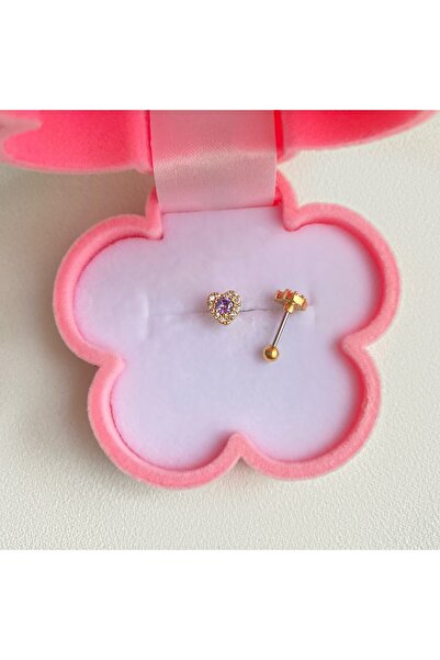 Okkostore Cerrahi Çelik Renkli Taşlı Kalp Tragus Piercing