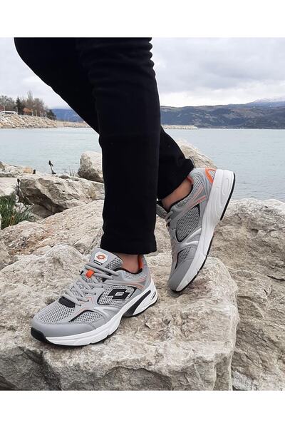 Lotto Athens Gri-turuncu Hafızalı Ortopedik Hafif Spor Ayakkabı