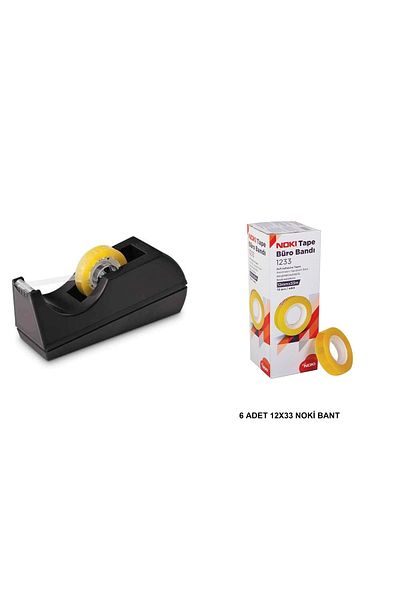 Mas 740 Force Tape Cutter 33 M. (black) +6 Pieces Noki Tape 12x33