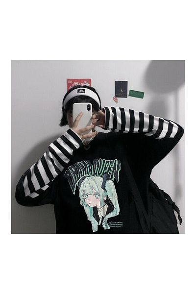 Touz Hakatumoda Cool Girl Harajuku Gothic Anime Long Sleeve Unisex T-Shirt